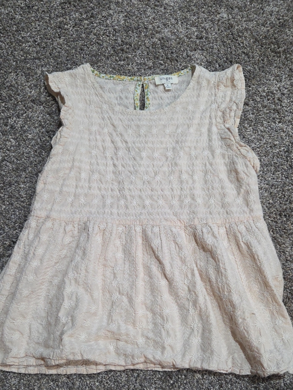 Umgee Cream Floral Embroidered Babydoll Top